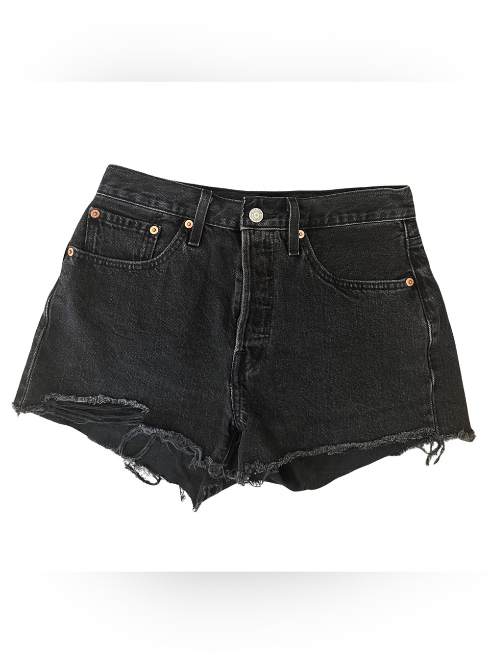 NWOT Levi’s Women’s 501 High Rise Frayed Hem Denim Shorts Black